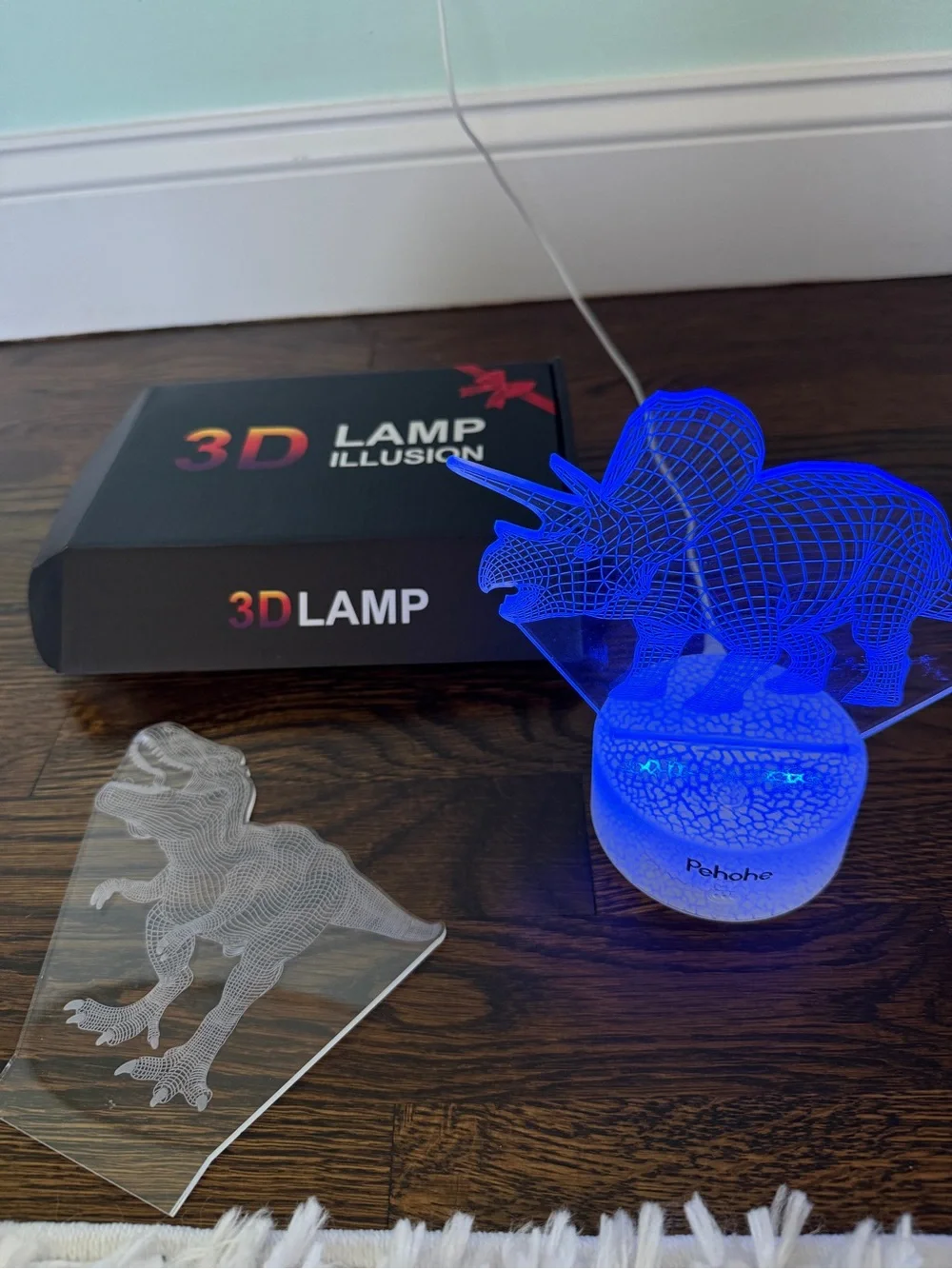 3D Illusion Dinosaur Night Light - Pink